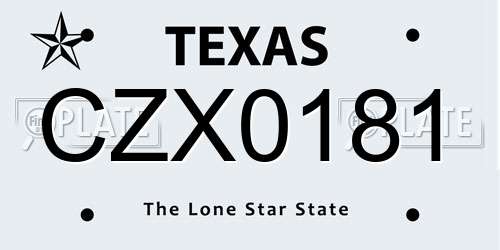 CZX0181 Texas License Plate