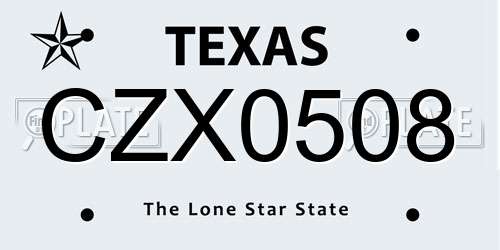 CZX0508 Texas License Plate
