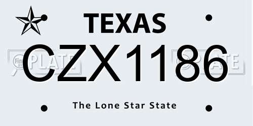 CZX1186 Texas License Plate