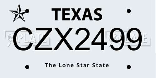 CZX2499 Texas License Plate