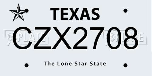 CZX2708 Texas License Plate