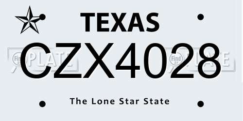 CZX4028 Texas License Plate