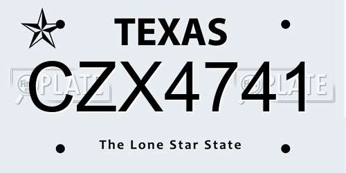 CZX4741 Texas License Plate