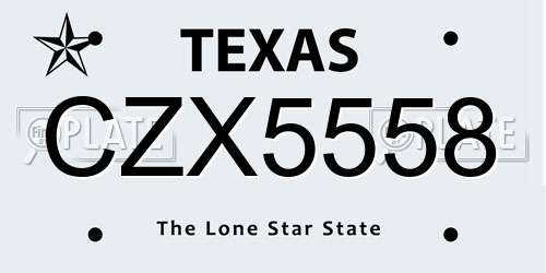 CZX5558 Texas License Plate