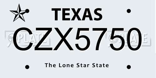 CZX5750 Texas License Plate
