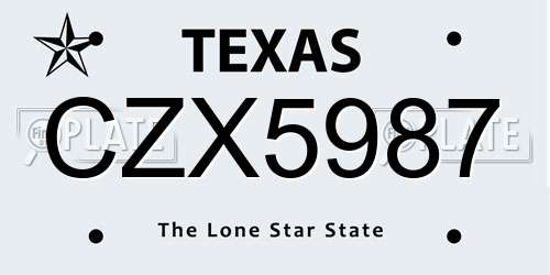 CZX5987 Texas License Plate