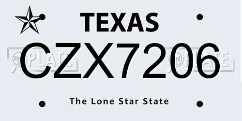CZX7206 Texas License Plate