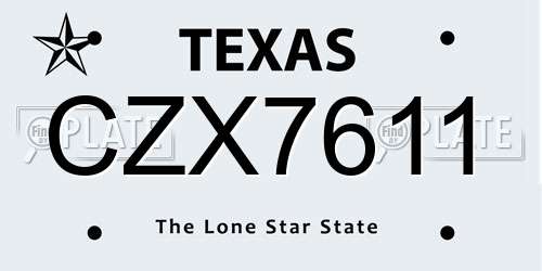 CZX7611 Texas License Plate