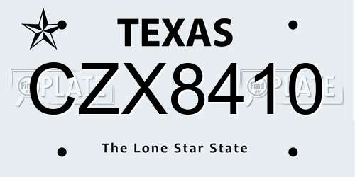 CZX8410 Texas License Plate