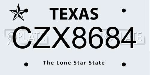 CZX8684 Texas License Plate