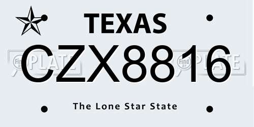 CZX8816 Texas License Plate