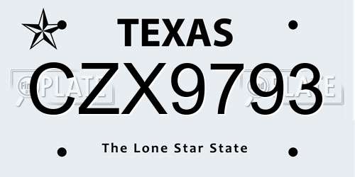 CZX9793 Texas License Plate