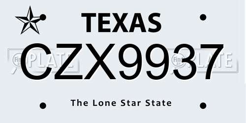 CZX9937 Texas License Plate