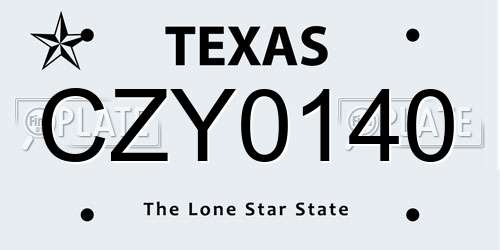 CZY0140 Texas License Plate
