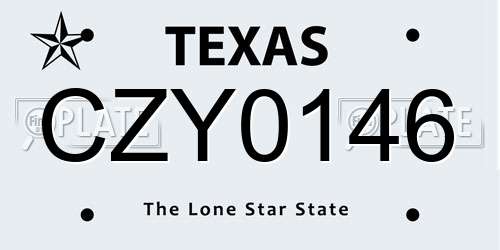 CZY0146 Texas License Plate