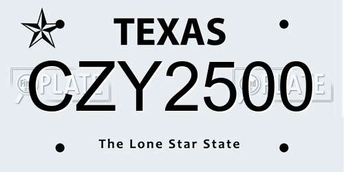 CZY2500 Texas License Plate