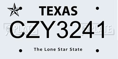 CZY3241 Texas License Plate