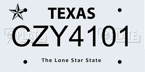 CZY4101 Texas License Plate