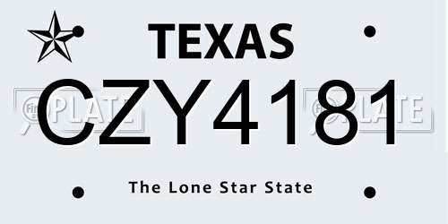 CZY4181 Texas License Plate