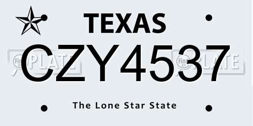 CZY4537 Texas License Plate