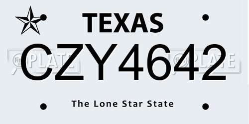 CZY4642 Texas License Plate