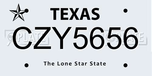 CZY5656 Texas License Plate