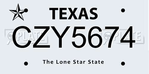CZY5674 Texas License Plate