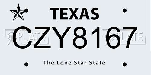 CZY8167 Texas License Plate