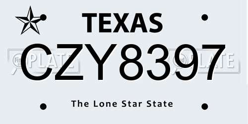 CZY8397 Texas License Plate
