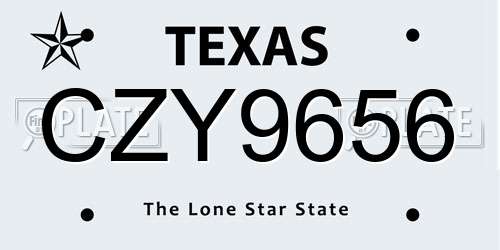 CZY9656 Texas License Plate