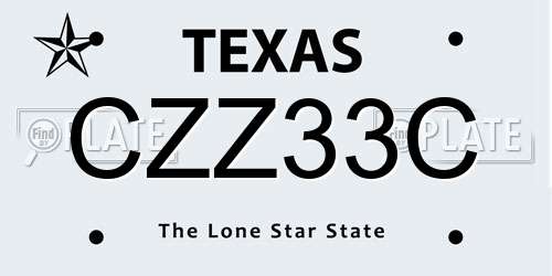 CZZ33C Texas License Plate