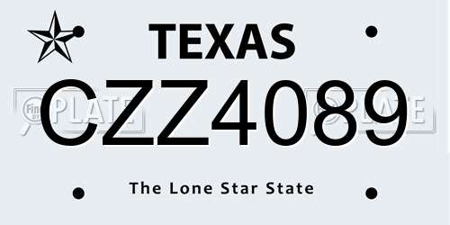 CZZ4089 Texas License Plate