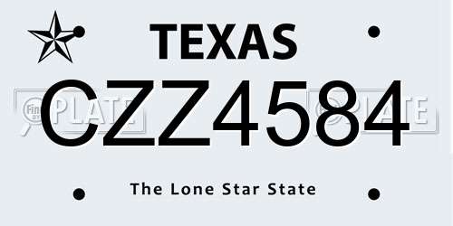CZZ4584 Texas License Plate