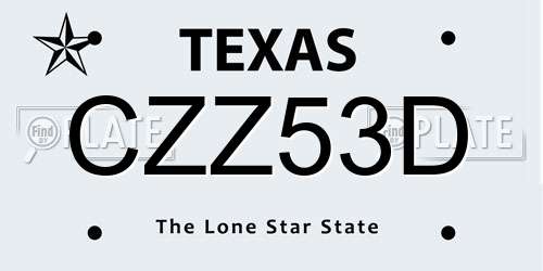 CZZ53D Texas License Plate