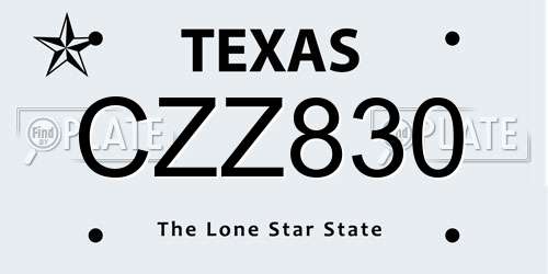 CZZ830 Texas License Plate