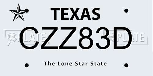 CZZ83D Texas License Plate