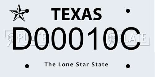 D00010C Texas License Plate