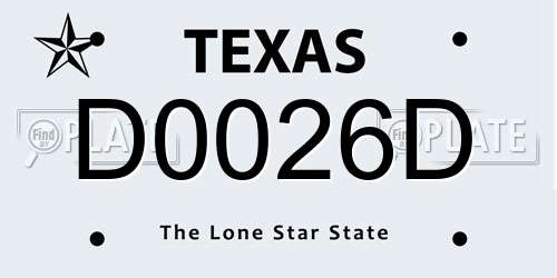 D0026D Texas License Plate