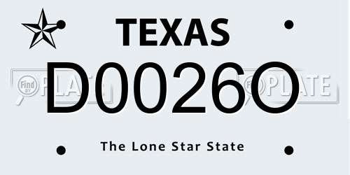 D0026O Texas License Plate