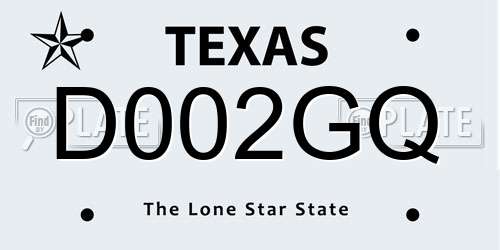 D002GQ Texas License Plate