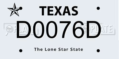 D0076D Texas License Plate