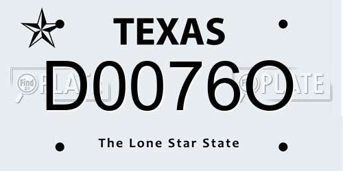 D0076O Texas License Plate