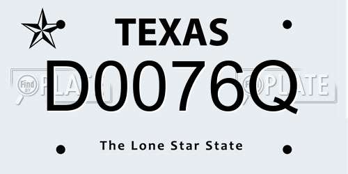 D0076Q Texas License Plate