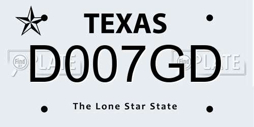 D007GD Texas License Plate