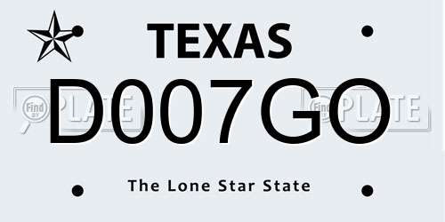 D007GO Texas License Plate