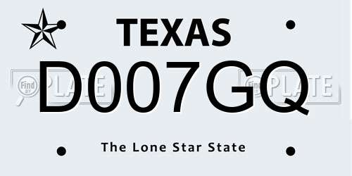D007GQ Texas License Plate