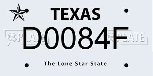 D0084F Texas License Plate