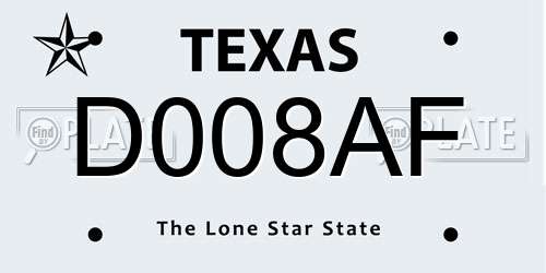 D008AF Texas License Plate