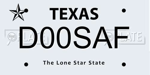 D00SAF Texas License Plate