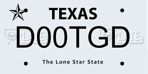 D00TGD Texas License Plate
